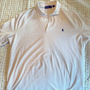 Polo Golf Ralph Lauren short sleeve performance polo gray white stripe XL
